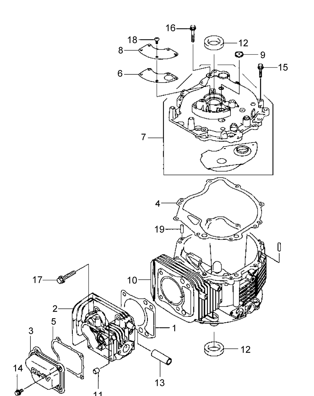 Kawasaki Fj180v-As05 Cylinder And Crankcase Diagram and Parts List for 56A443TH (750-XP)(2011) Cub Cadet Lawn Mower